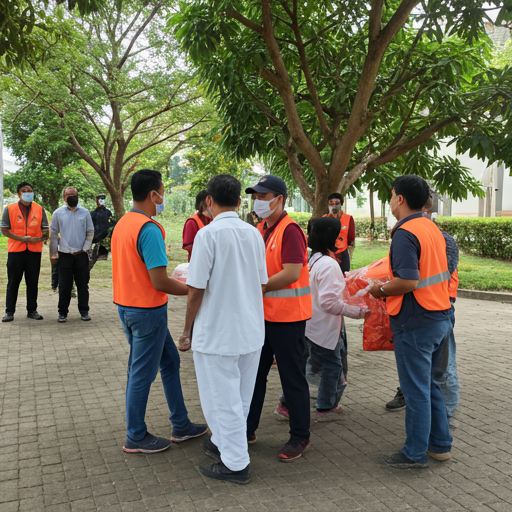 Volunteers distributing aid